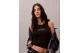 Calvin Klein Ribbed Cotton Γυναικεία Αμάνικη Μπλούζα Μαύρη