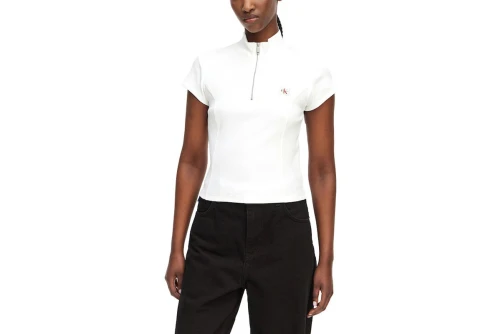 Calvin Klein Monologo Patch Rib Zip Top Κοντομάνικο Γυναικείο (LV047G240G YAF)