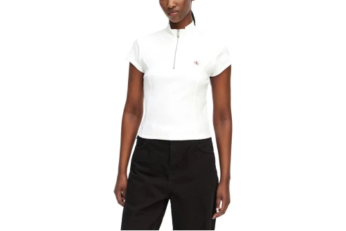 Calvin Klein Monologo Patch Rib Zip Top Κοντομάνικο Γυναικείο (LV047G240G YAF)