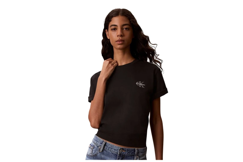 Calvin Klein Monologo Boxy Γυναικείο Κοντομάνικο T-Shirt Μαύρο