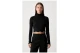 Calvin Klein Baby Rib Crop Logo Γυναικεία Μακρυμάνικη Μπλούζα με Ψηλό Λαιμό Μαύρη