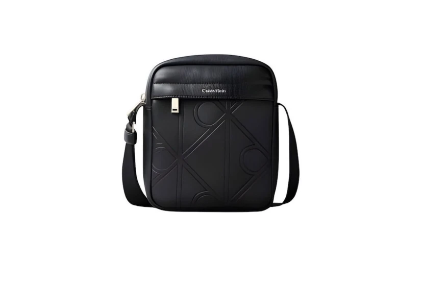 Calvin Klein Embossed Emblem Logo Ανδρικό Τσαντάκι Χιαστί - Ώμου Μαύρο