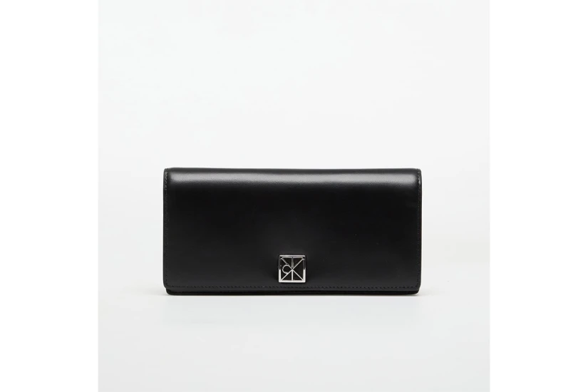Calvin Klein Monogram Logo Emblem Leather Γυναικείο Πορτοφόλι Μαύρο