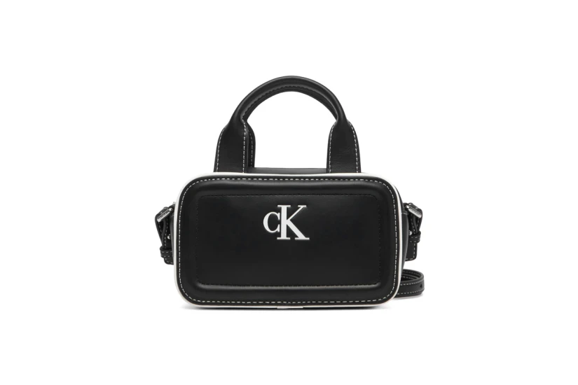 Calvin Klein Contrast Ck Mini Bouletto Τσαντάκι Χιαστί Ώμου - Χειρός Μαύρο, Λευκό