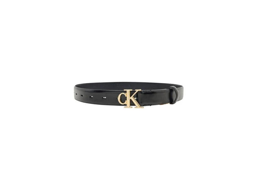 Calvin Klein Round Buckle Γυναικεία Casual Ζώνη Μαύρη, Χρυσή