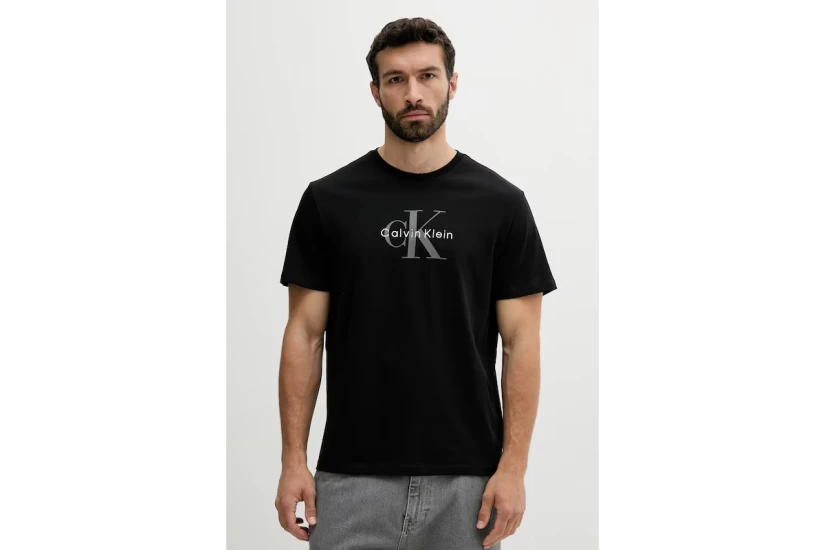 Calvin Klein Monogram Logo Ανδρικό Κοντομάνικο T-Shirt Μαύρο