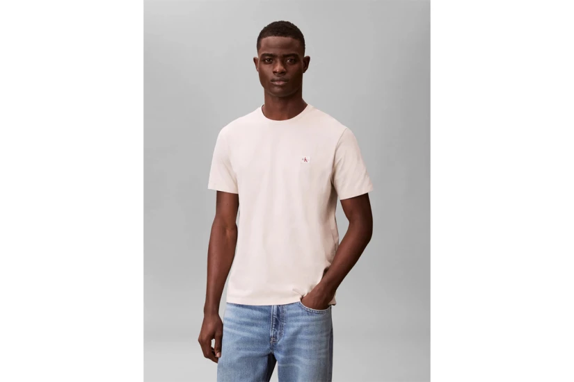 Calvin Klein Cotton Badge Ανδρικό Κοντομάνικο T-Shirt Μπεζ