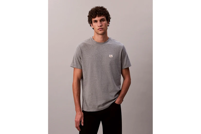 Calvin Klein Cotton Badge Ανδρικό Κοντομάνικο T-Shirt Γκρι