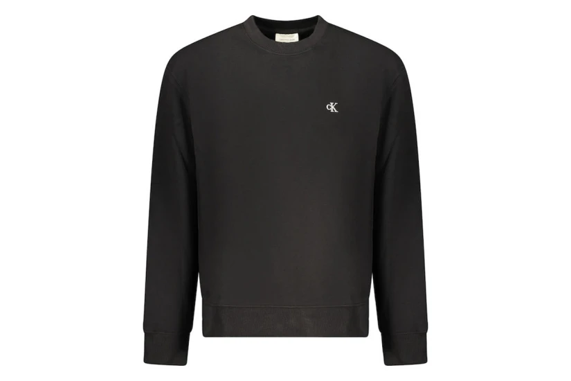 Calvin Klein 350Terry Monogram Ανδρική Μακρυμάνικη Μπλούζα με Λαιμόκοψη Μαύρη