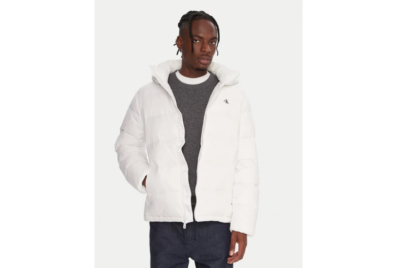 Calvin Klein Hooded Down Ανδρικό Μπουφάν Puffer με Κουκούλα Λευκό
