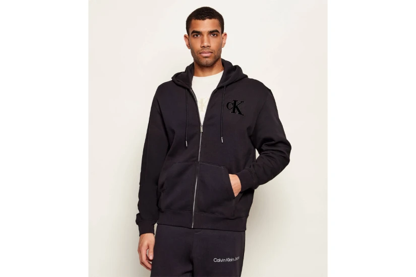 Calvin Klein Ανδρική Βαμβακερή Ζακέτα με Κουκούλα Μαύρη