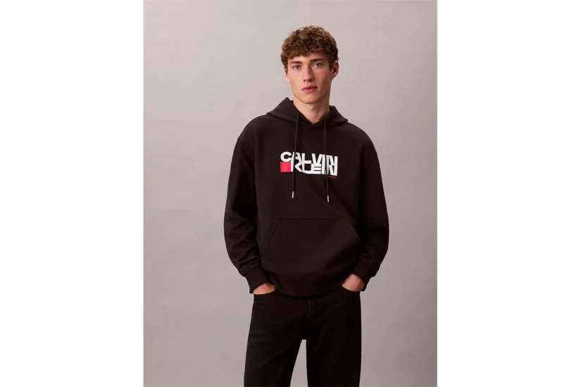Calvin Klein Logo Graphic Ανδρικό Φούτερ με Κουκούλα Μαύρο