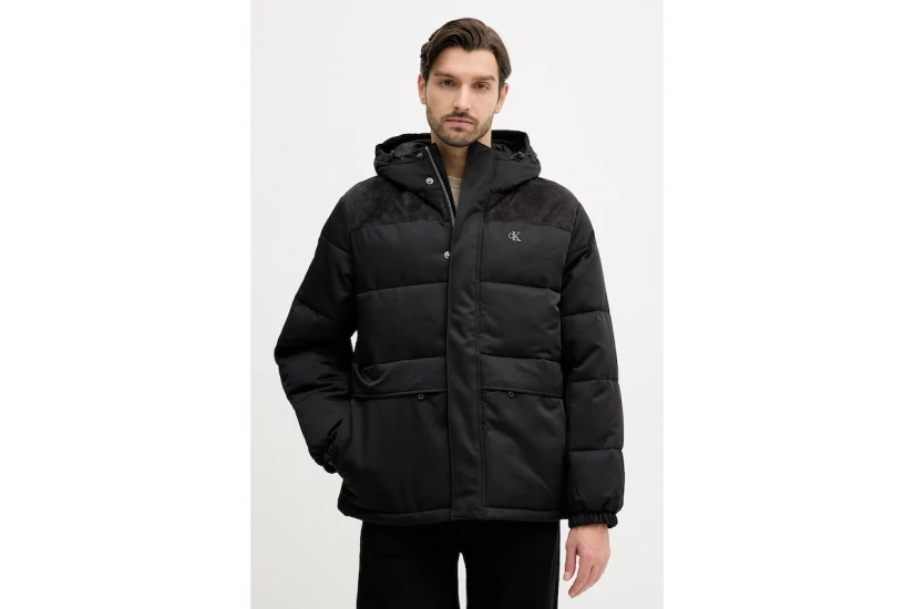 Calvin Klein Corduroy Mix Ανδρικό Μπουφάν Puffer Μαύρο
