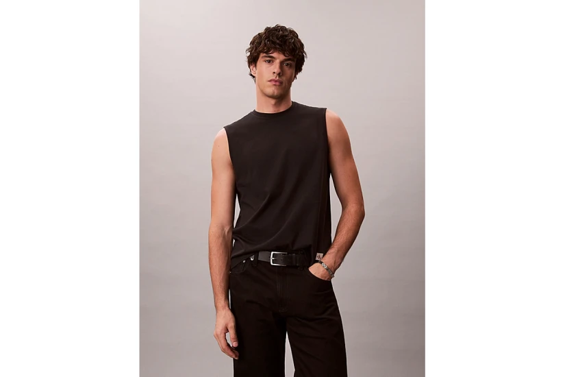 Calvin Klein Cotton Muscle Ανδρική Αμάνικη Μπλούζα Μαύρη