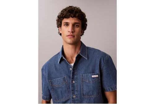 Calvin Klein Boxy Denim Πουκάμισο Κοντομάνικο Ανδρικό (LV04RF711G WEE)