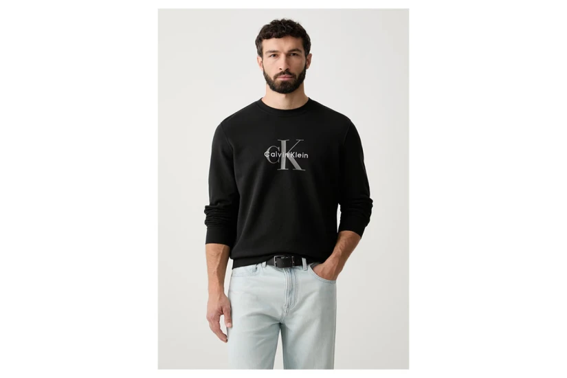 Calvin Klein Ανδρική Μακρυμάνικη Μπλούζα με Λαιμόκοψη Μαύρη
