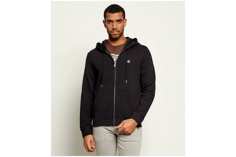 Calvin Klein Cotton Terry Ανδρική Βαμβακερή Ζακέτα με Κουκούλα Μαύρη