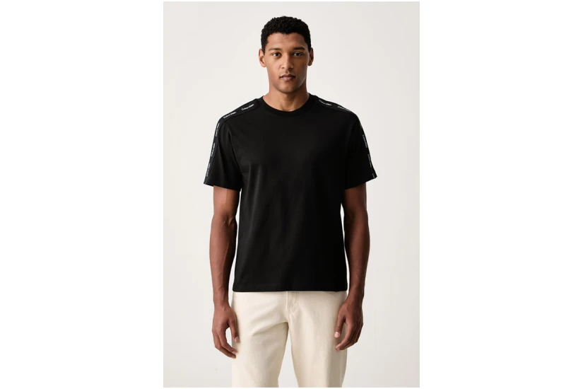 Calvin Klein Logo Tape Ανδρικό Κοντομάνικο T-Shirt Μαύρο