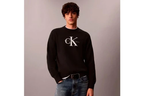 Calvin Klein Relaxed Cotton Monologo Graphic Πουλόβερ Ανδρικό (LV04RH320G UB1)