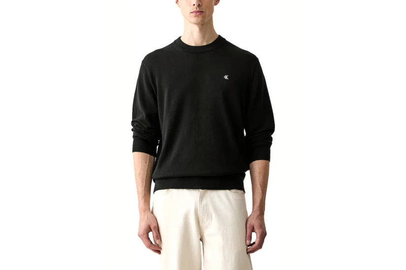 Calvin Klein Classic Cotton Monogram Ανδρική Μακρυμάνικη Μπλούζα Μαύρη