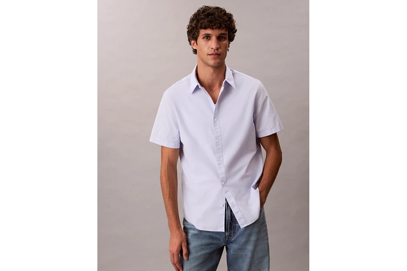 Calvin Klein Oxford Cotton Ανδρικό Κοντομάνικο Πουκάμισο Μαύρο