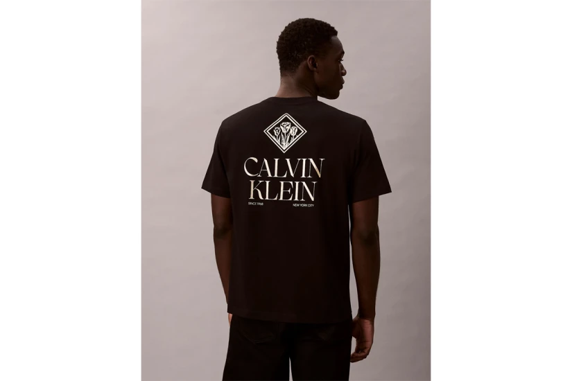 Calvin Klein Logo Roses Graphic Classic Ανδρικό Κοντομάνικο T-Shirt Μαύρο