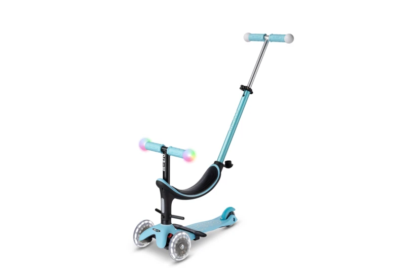 Micro Mini2Grow Deluxe Magic LED Βρεφικό - Παιδικό Πατίνι Γαλάζιο, Μαύρο