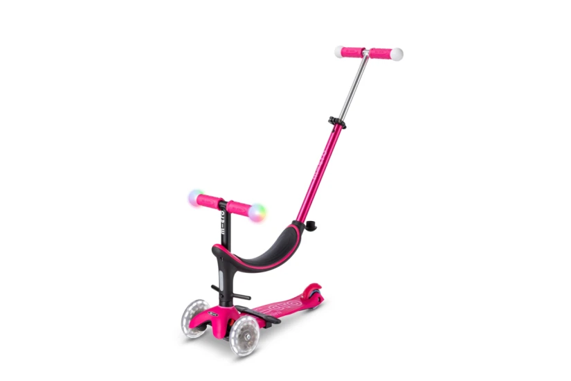 Micro Mini2Grow Deluxe Magic LED Βρεφικό - Παιδικό Πατίνι Φούξια, Μαύρο