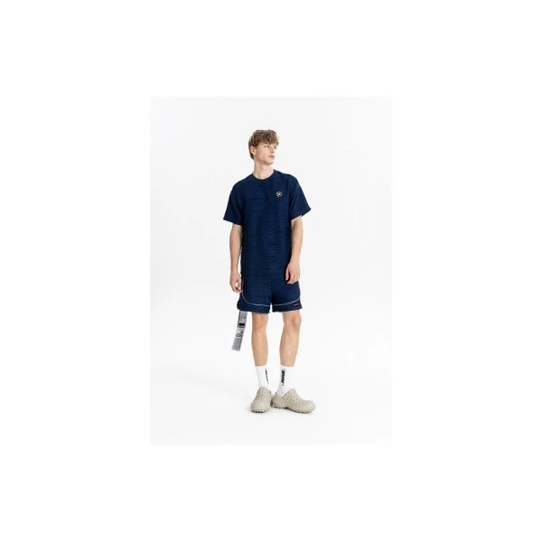 Mwm Pleated Texture Regular Fit T-Shirt (MW092020406 NAVY)