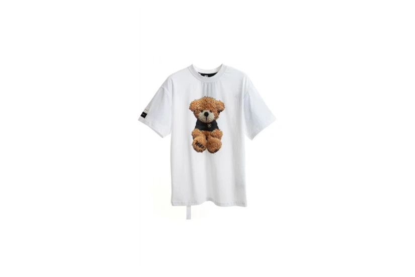 MWM Teddy Bear Print Oversized Κοντομάνικο T-Shirt Λευκό, Καφέ, Μαύρο