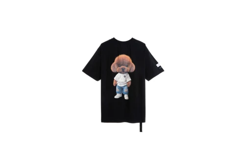 Mwm Teddy Bear Sweatwear Dog Print Regular Fit T-Shirt (MW092020456 BLACK)