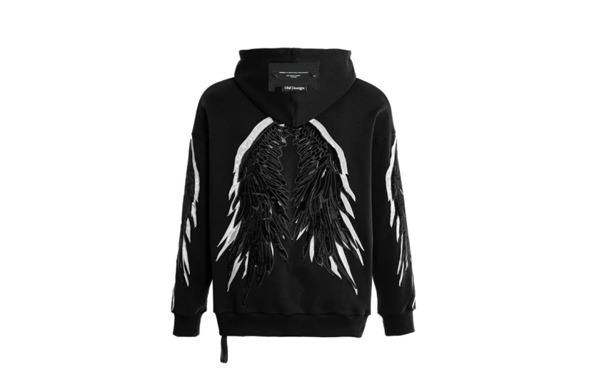 MWM Double Wings Unisex Φούτερ με Κουκούλα Μαύρο
