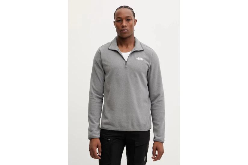 The North Face Glacier Ανδρική Μακρυμάνικη Fleece Μπλούζα με Φερμουάρ Γκρι