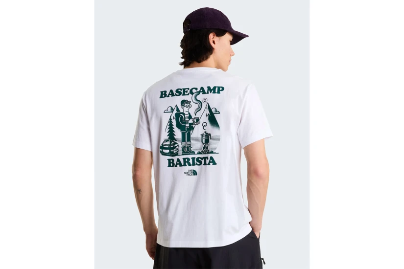 The North Face Basecamp Barista Graphic Unisex Κοντομάνικο T-Shirt Λευκό, Κυπαρισσί