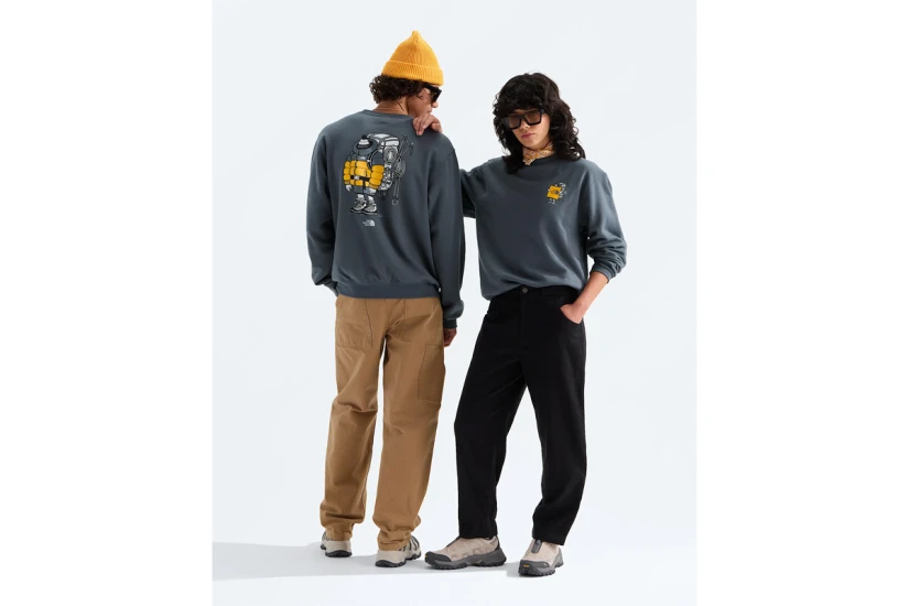 The North Face Gear Up Get Out Graphic Unisex Μακρυμάνικη Μπλούζα με Λαιμόκοψη Ανθρακί