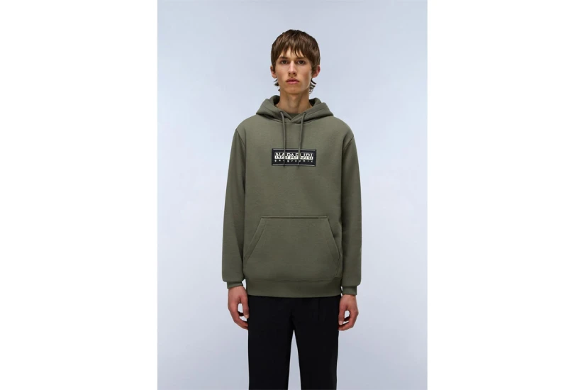 Napapijri B-Box Logo Ανδρικό Φούτερ με Κουκούλα Χακί