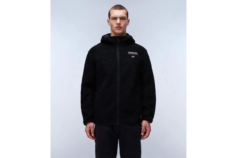 Napapijri T-Tynik Ανδρική Ζακέτα Fleece με Κουκούλα Μαύρη