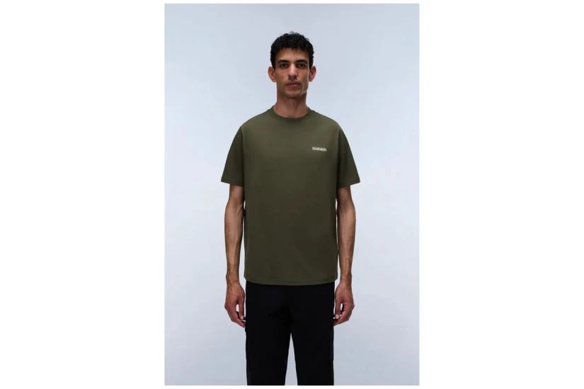 Napapijri Small Box Ανδρικό Κοντομάνικο T-Shirt Λαδί, Λευκό