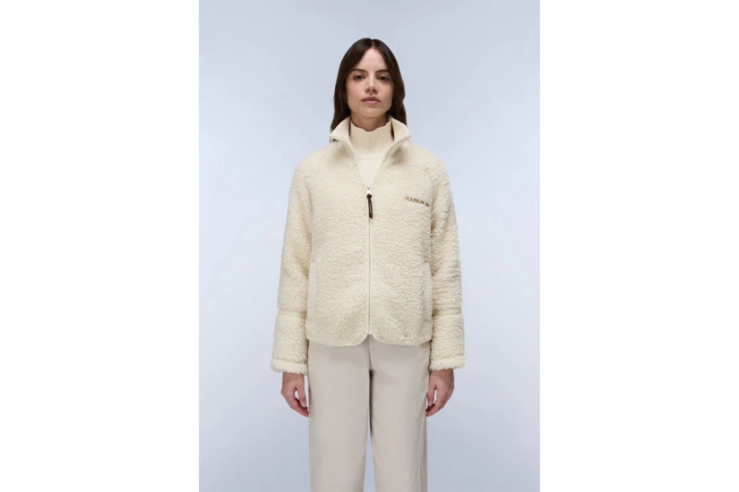 Napapijri T-Aleut Fleece Γυναικεία Ζακέτα Sherpa Εκρού