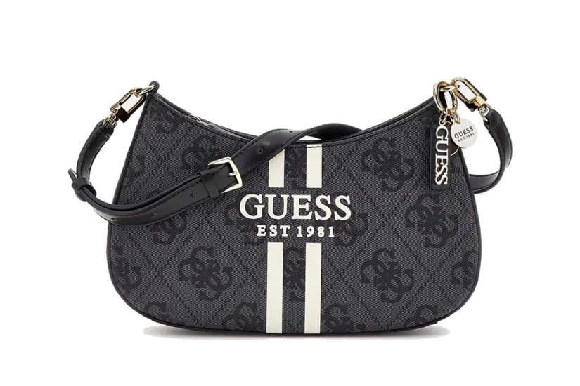 Guess Noelle 4G Logo Τσάντα Ώμου Fashion Ανθρακί