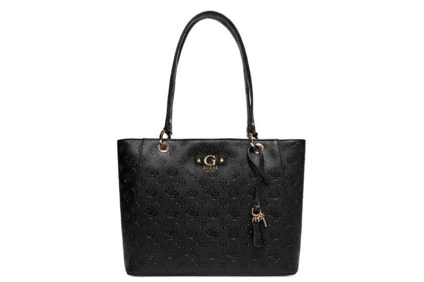 Guess Dita Logo Γυναικεία Τσάντα Tote Μαύρη, Χρυσή