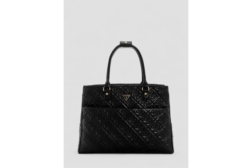 Guess Adelasia Embossed-4G Logo Γυναικεία Τσάντα Tote Μαύρη
