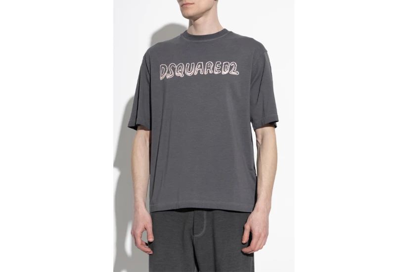 Dsquared2 Best Fade Cartoon Logo Ανδρικό Κοντομάνικο T-Shirt Γκρι Σκούρο
