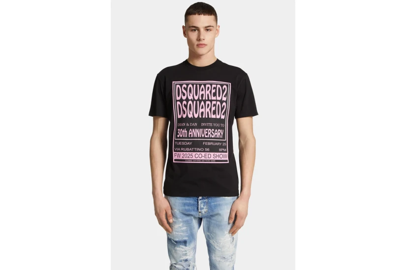 Dsquared2 Cool Fit Fashion Show Ανδρικό Κοντομάνικο T-Shirt Μαύρο, Ροζ