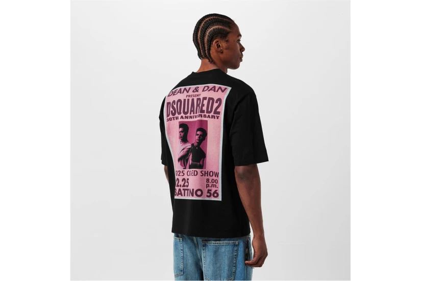 Dsquared2 Fashion Show Ανδρικό Κοντομάνικο T-Shirt Μαύρο, Ροζ, Φούξια