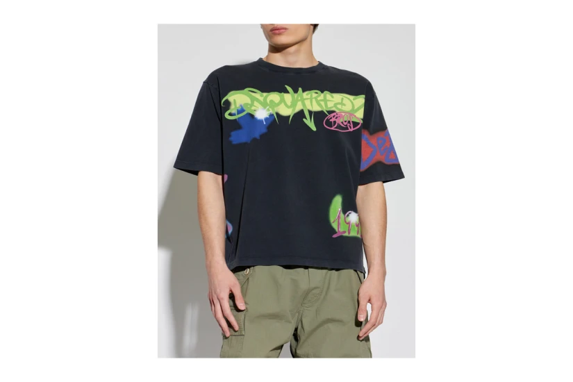 Dsquared2 Rebel Tags Ανδρικό Κοντομάνικο T-Shirt Ανθρακί