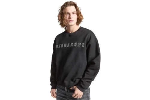 Dsquared2 Brushed Fleece Relax Fit Μπλούζα Με Λαιμόκοψη Ανδρική (S71GU0690 S25516 900)