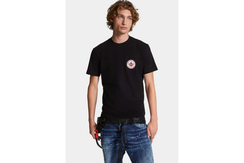 Dsquared2 Cool Fit Logo Patch Ανδρικό Κοντομάνικο T-Shirt Μαύρο