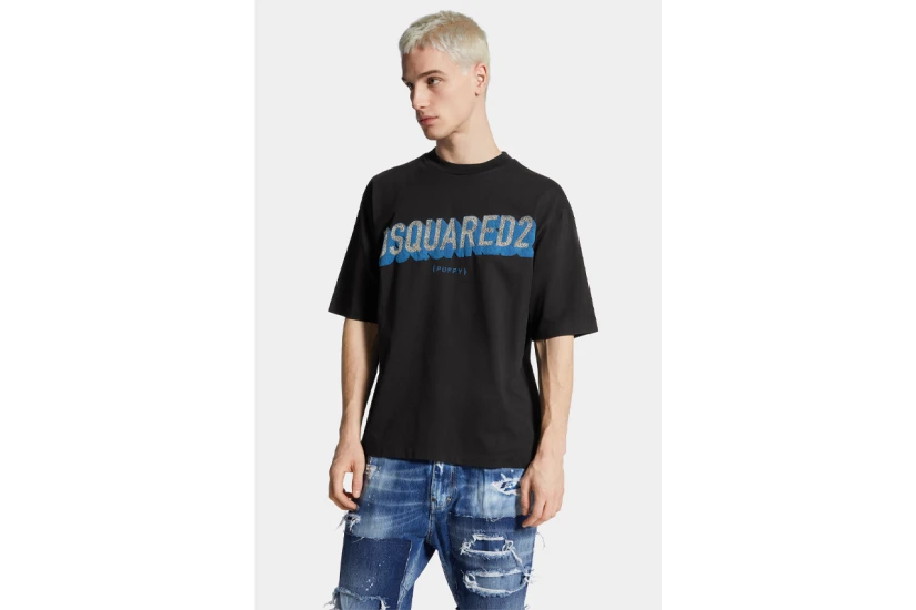 Dsquared2 Loose Fit 3D Logo Ανδρικό Κοντομάνικο T-Shirt Μαύρο