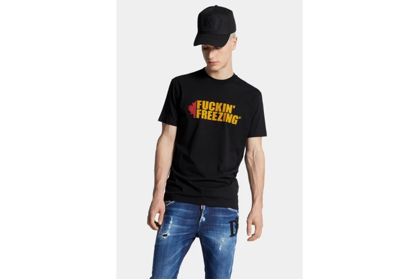 Dsquared2 Cool Fit Slogan Ανδρικό Κοντομάνικο T-Shirt Μαύρο